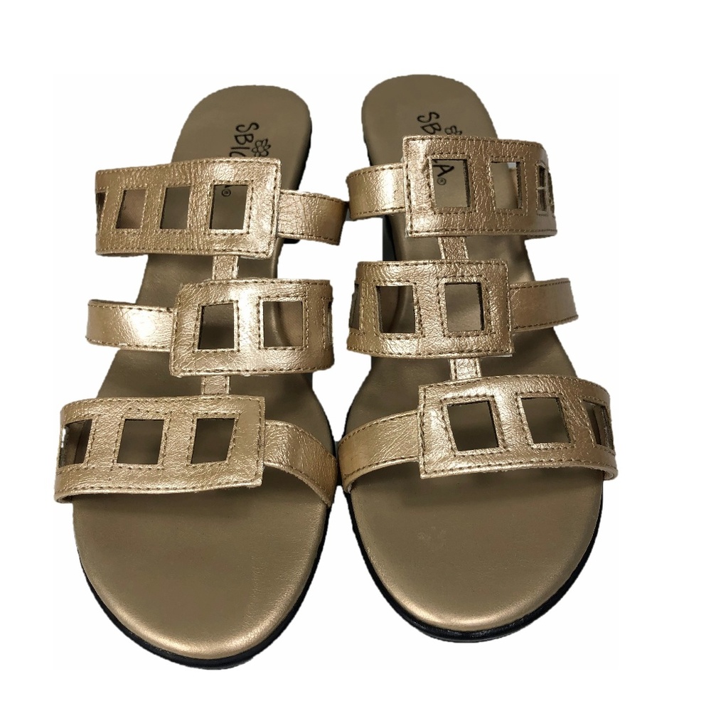 NEW | SBICCA metallic neutral tan sandal 2 inch heel -  SZ 7